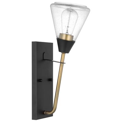 Starlight 1 Light Wall Sconce Medium Base 60 Watt Matte Black Finish Clear Seeded Glass