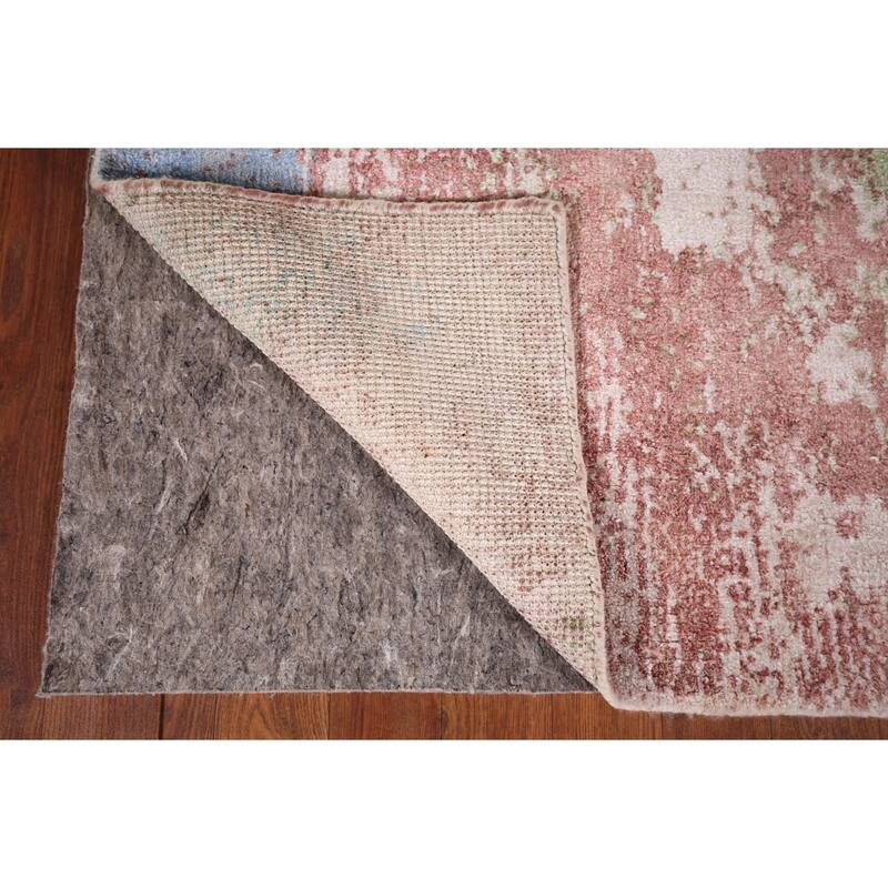 Hand Knotted Oriental 100% Wool Carpet Modern All-Over Multi-Colored Abstract Runner Rug - 8' 8'' X 2' 4''