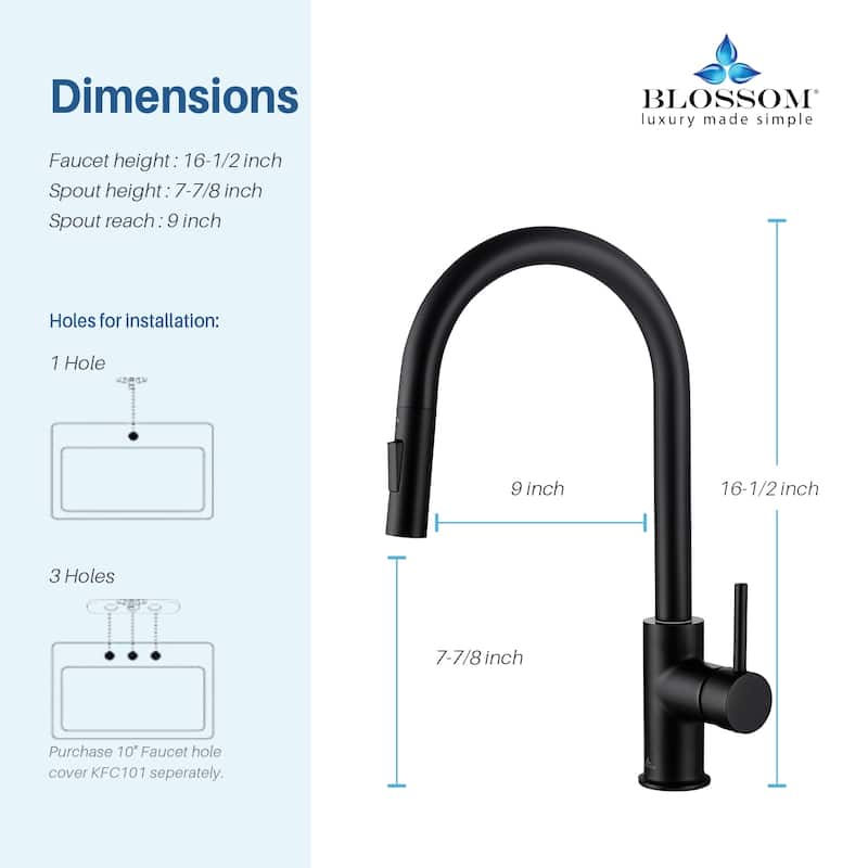 Blossom Solid Pull-Down Kitchen Faucet w/ 360 Swivel, Single Handle