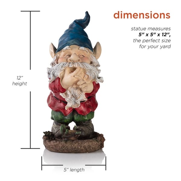 dimension image slide 5 of 11, Gnome Folding Hands Looking Up Garden Statue