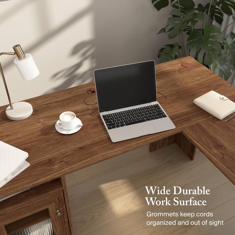 Cabot 60W L Shaped Computer Desk with Storage by Bush Furniture