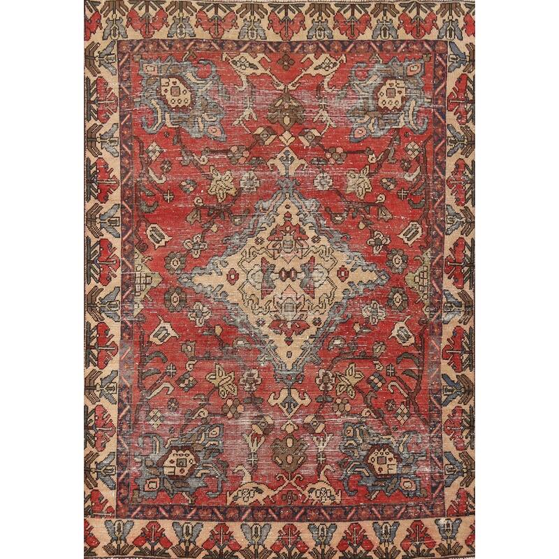 Hand Knotted Oriental 100% Wool Carpet Traditional Floral Oranges & Rust Bakhtiari Area Rug - 6' 2'' X 4' 7''
