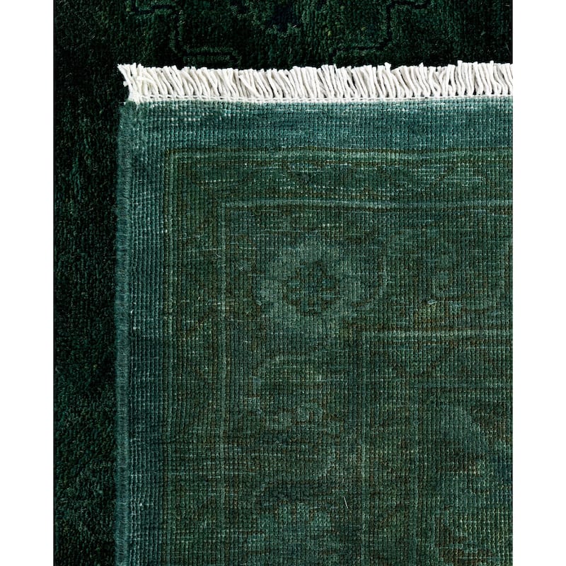Overdyed One-of-a-Kind Hand-Knotted Area Rug - Green - 9' 1" x 12' 1"