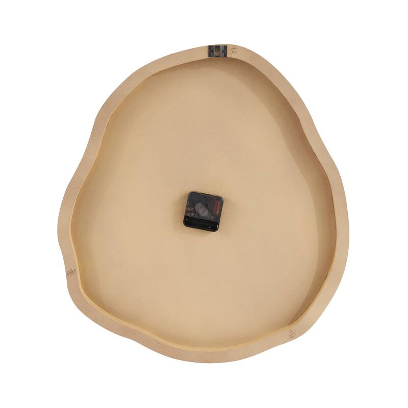 Brown Wood Wavy Decorative Wall Clock with Black Accents - 2"W x 19"L x 20"H