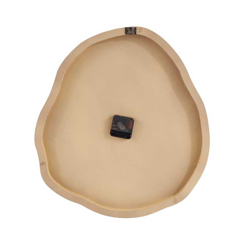 Wood Wavy Decorative Wall Clock with Black Accents - Brown - Roche River Decor - 2"W x 19"L x 20"H
