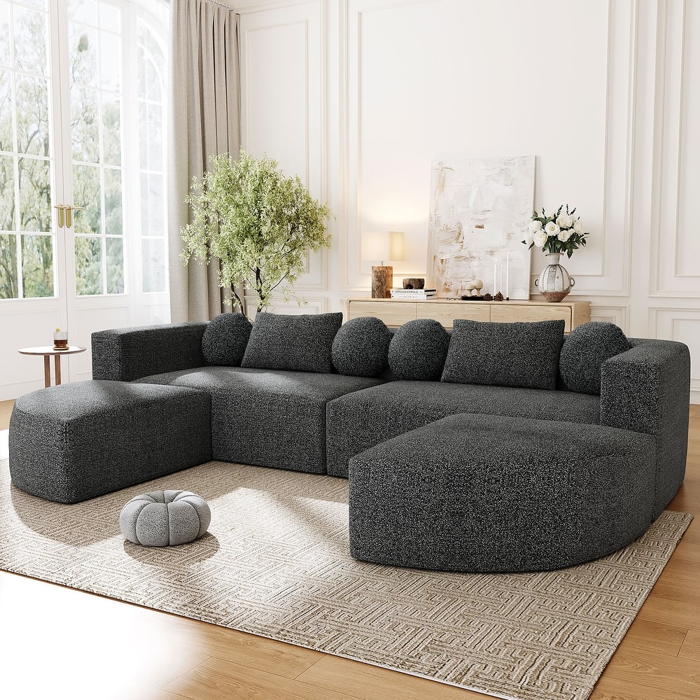 Anmytek Modular Sectional Sofa Bed 114.9" Free Combined Deep Seating Curved Design