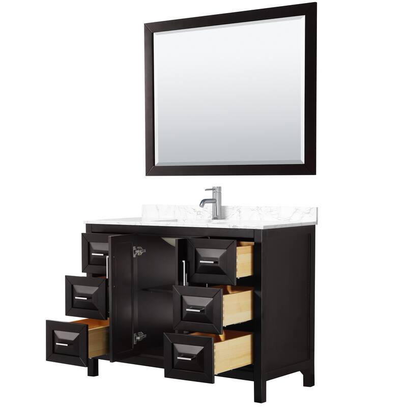 Daria 48 Inch Single Vanity, Cultured Marble Top, 46 Inch Mirror