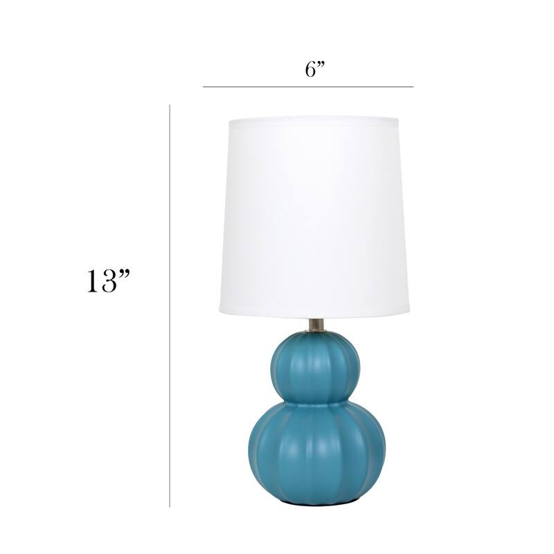 Stacked Double Gourd Ceramic Table Lamp with Tapered Shade - 12.5" - Teal Blue