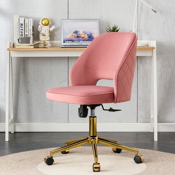 Velvet Office Chairs Adjustable 360 Armless Swivel Bed Bath