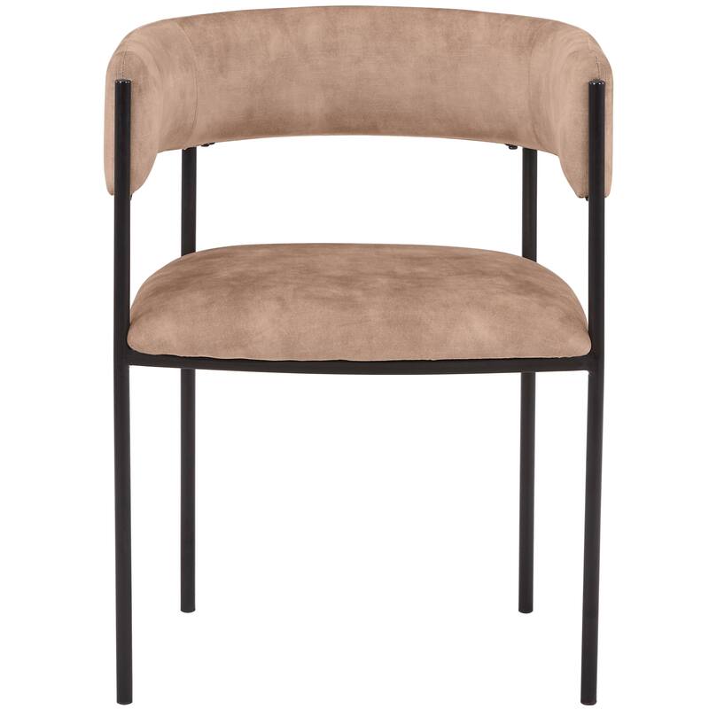 Leather Dining Chair with Open-Back Design and Powder Coated Iron Legs