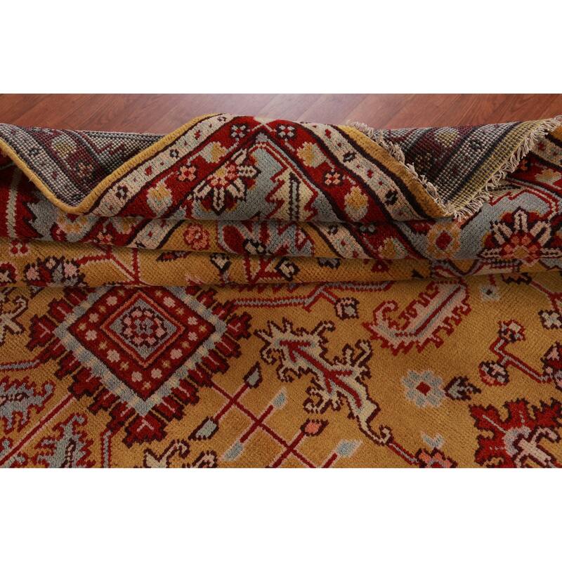 Hand Knotted Oriental 100% Wool Carpet Traditional Geometric Yellow & Gold Heriz (serapi) Area Rug - 11' 9'' X 9' 0''