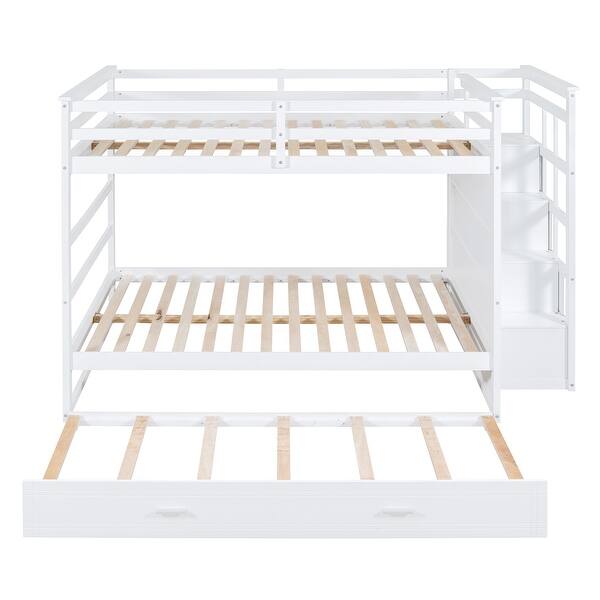 slide 2 of 15, Practical Full Over Full Wood Bunk Bed with Storage Drawers,Movable Bed with Trundle White