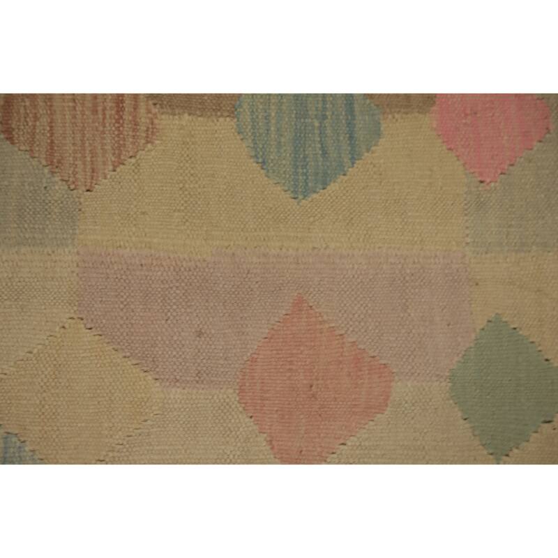 Hand Woven Oriental 100% Wool Carpet Southwestern Modern Multi-Colored Kilim Runner Rug - 7' 11'' X 1' 11''