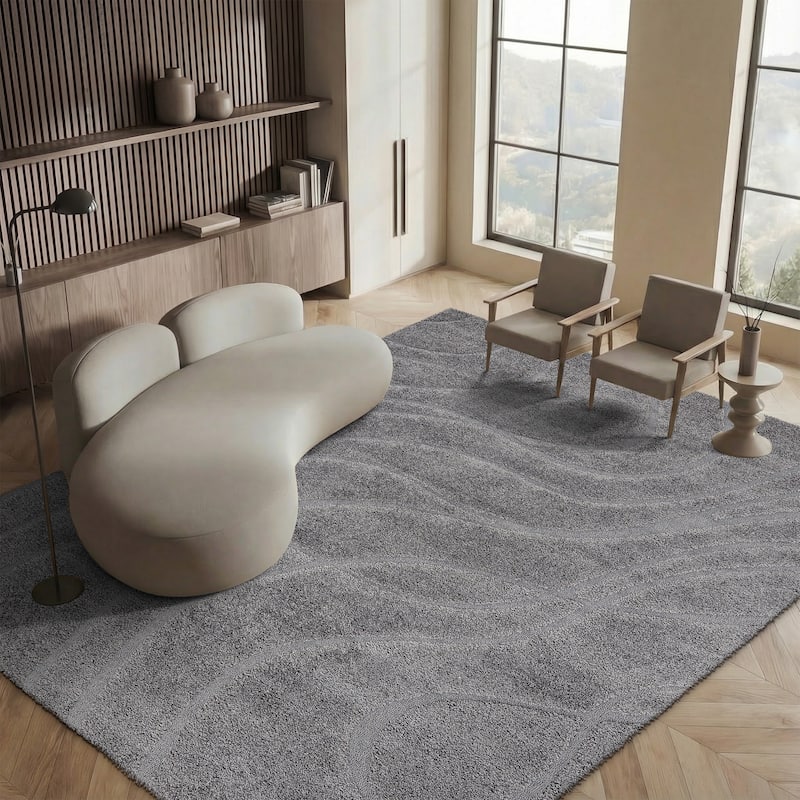 SAFAVIEH Florida Shag Staka Abstract Waves 1.2-inch Area Rug