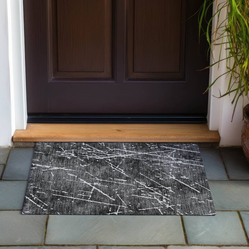 Machine Washable Indoor/ Outdoor Chantille Contemporary Crackle Rug