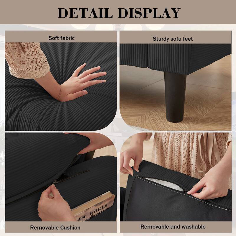 4 Pieces Corduroy Living Room Sets with Sofa, Ottoman and Loveseat