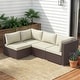 preview thumbnail 18 of 24, 4-Piece Oversized Outdoor Modular Sofa Set, 27.5" Wide Wicker Patio Conversation Set with 4-Inch Thick Cushions Beige Cushion/Brown Frame