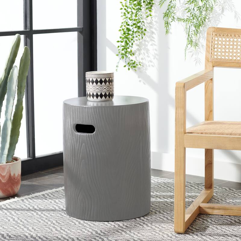 SAFAVIEH Reasilvia Trunk Concrete Indoor/ Outdoor Accent Table (Dark Grey) - 14.9" x 14.9" x 16.5" - 15Wx15Dx17H