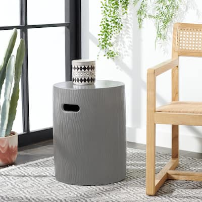 SAFAVIEH Reasilvia Trunk Concrete Indoor/ Outdoor Accent Table (Dark Grey) - 14.9" x 14.9" x 16.5" - 15Wx15Dx17H