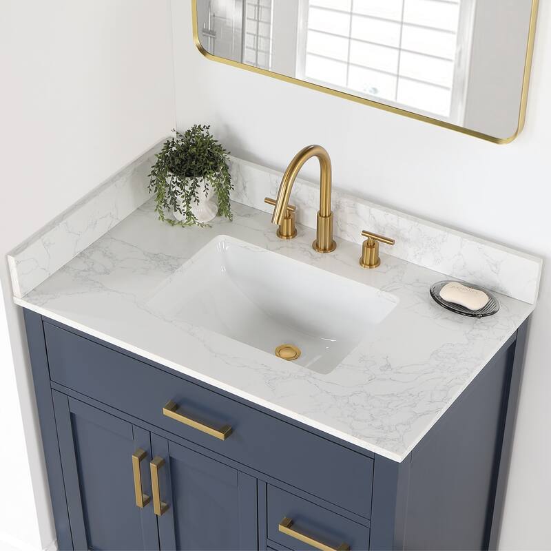 Altair Gavino Bath Vanity with Grain White Composite Stone Top, no Mirror