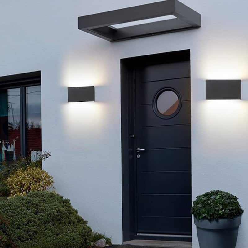 2-Light Matte Black Aluminum Integrated LED Outdoor/Indoor Wall Light