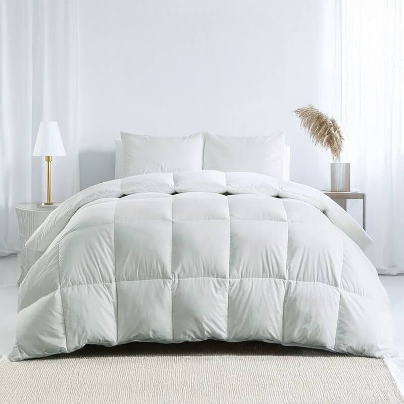 Highland Feather All Season White Down and Feather Comforter Lightweight Duvet Insert with Corner Ties