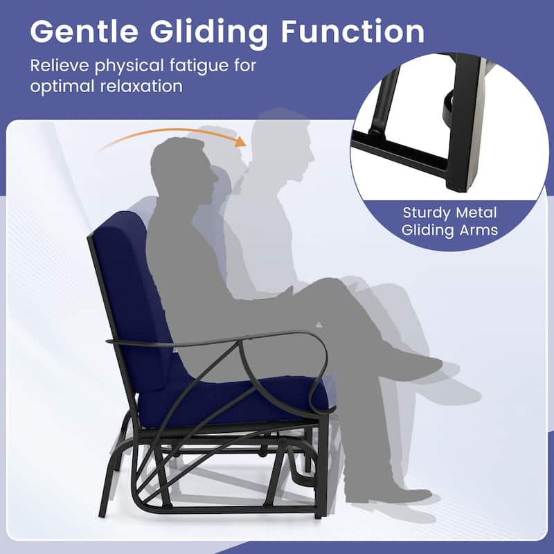 Gymax 2PCS Patio Glider Chair Single Outdoor Rocking Chair w/ Seat &