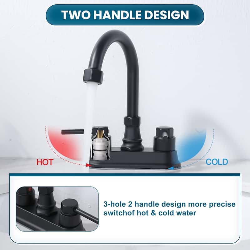 WOWOW 4-inch Dual Handle Bathroom Sink Faucet in Modern