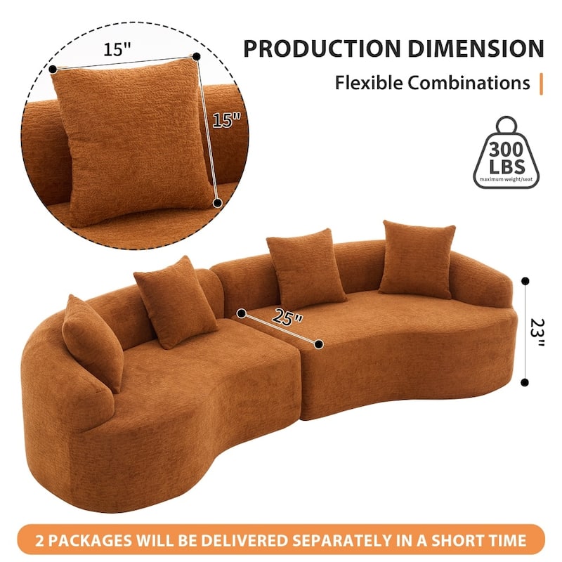110'' Modular Sectional Curved Boneless Sofa