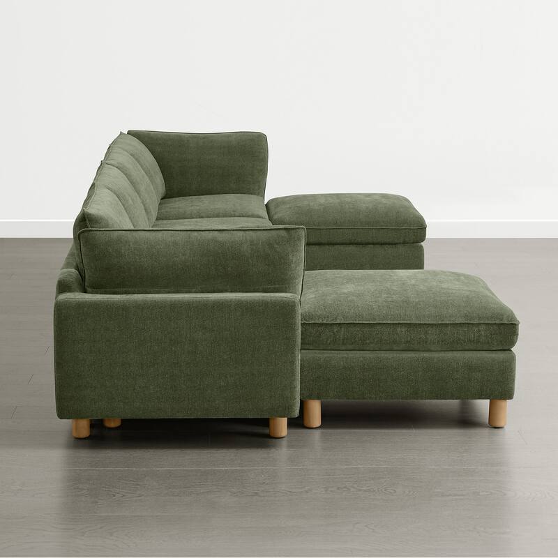 Spruce & Spring Modular Cloud Couch Sofa with Wood Legs for Living Room