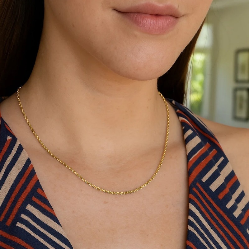 MayaMila 14k Yellow Gold Light Rope Chain 1.5mm