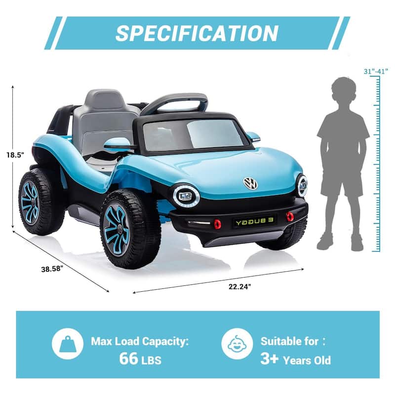 12V Ride On Car for Kids Licensed Volkswagen Beetle