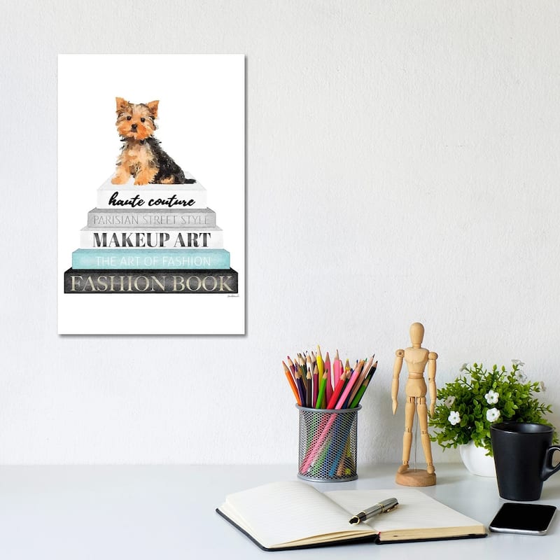 iCanvas "Grey Books With Teal, Yorkie" by Amanda Greenwood Canvas Print - 12x8x0.75