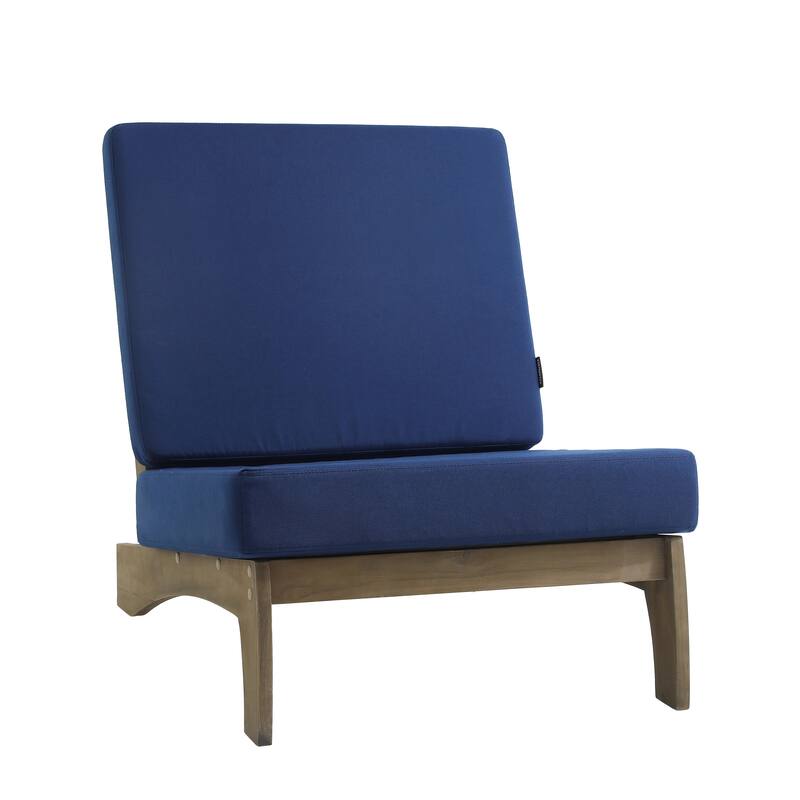 Set of 2 Patio Teak Wood Outdoor Club Chair with Cushions