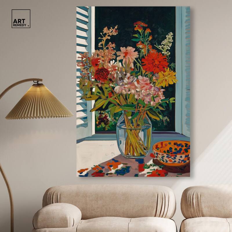 Vase on a Windowsill Canvas by Art Remedy, Gallery Wrapped