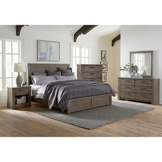 Overstock Sedona Transitional Medium Gray Wood Panel Bed With Dresser Mirror Nightstand Chest Queen From Overstock Com Daily Mail