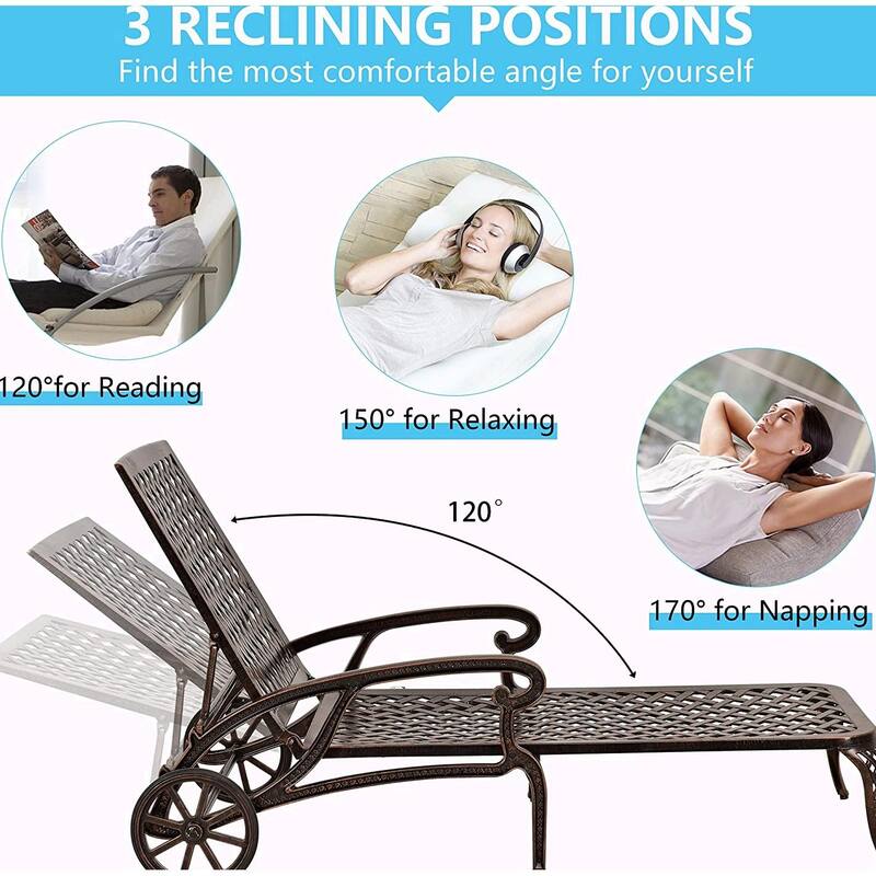 Adjustable Poolside Chaise Lounge - Reclining, Rust-Resistant Aluminum