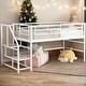 preview thumbnail 1 of 18, Contemporary Design Twin Mid Loft Bed with Storage stairs, Solid Construction & Versatility galore, Superior Quality, White White