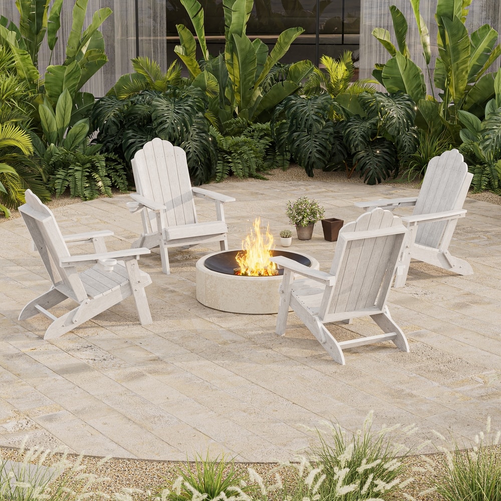 HDPE All-Weather Folding Adirondack Chair with Cup Holder