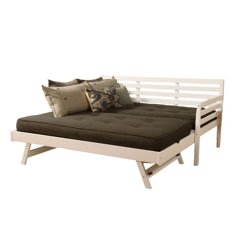 Somette Boho Daybed and Pop Up Bed in White with Mattresses