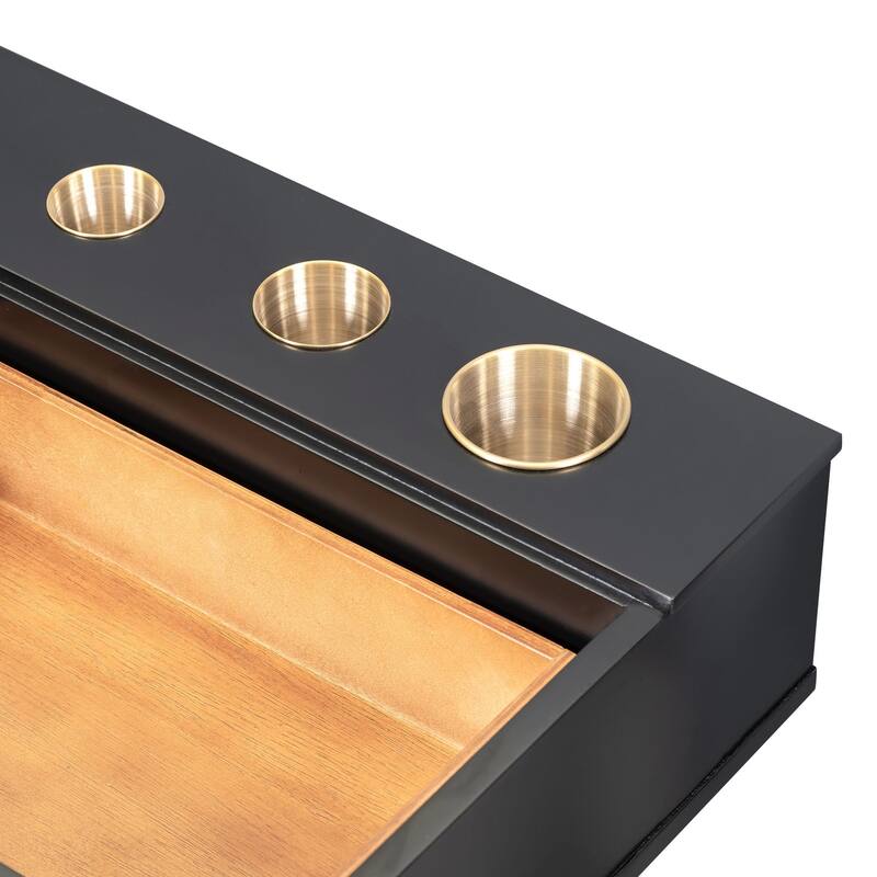 47" Multi-Purpose Black and Golden Floating Shelf Vanity Table with Drawer