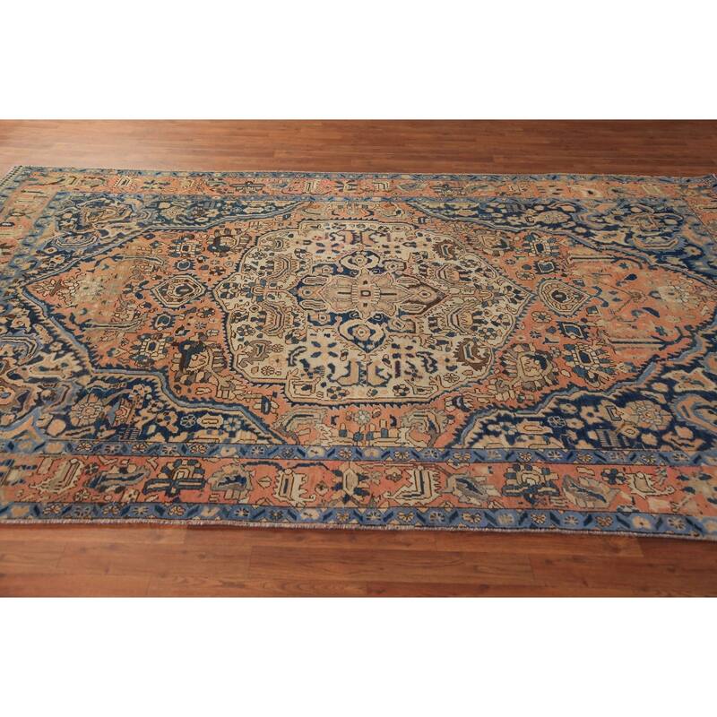 Orange Bakhtiari Persian Area Rug Hand-Knotted Wool Carpet - 6'8"x 9'9"