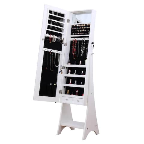 Merax Jewelry Armoire Storage Mirror Cabinet with LED Lights