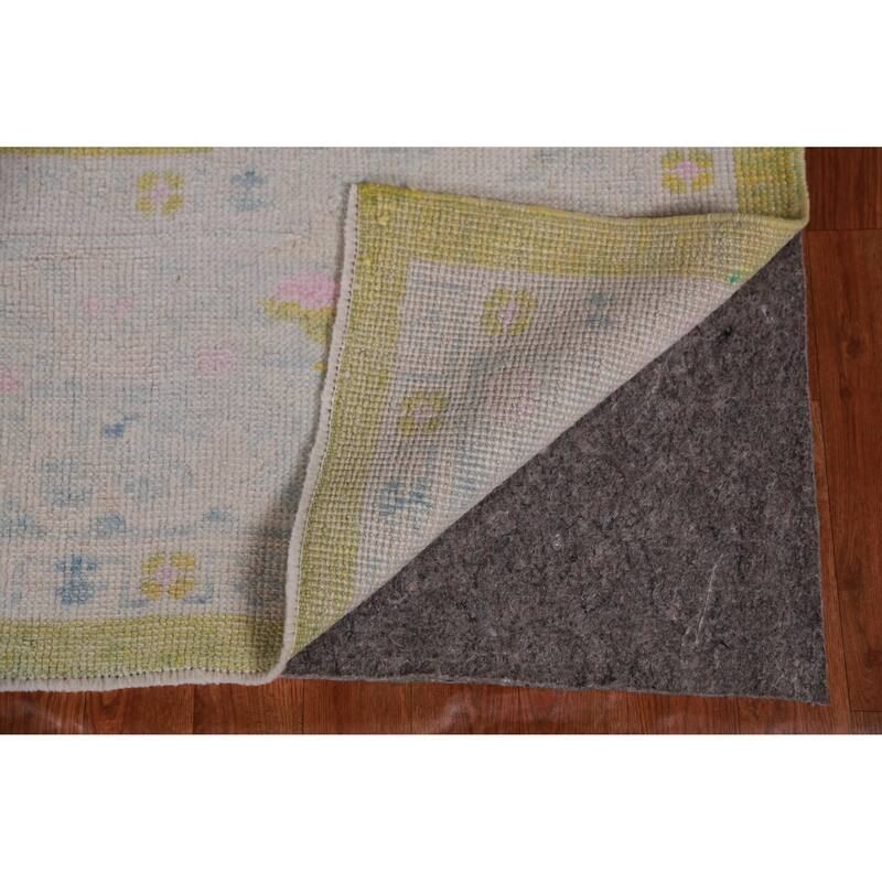 Hand Knotted Oriental 100% Wool Carpet Transitional All-Over Green Oushak Area Rug - 10' 11'' X 8' 0''