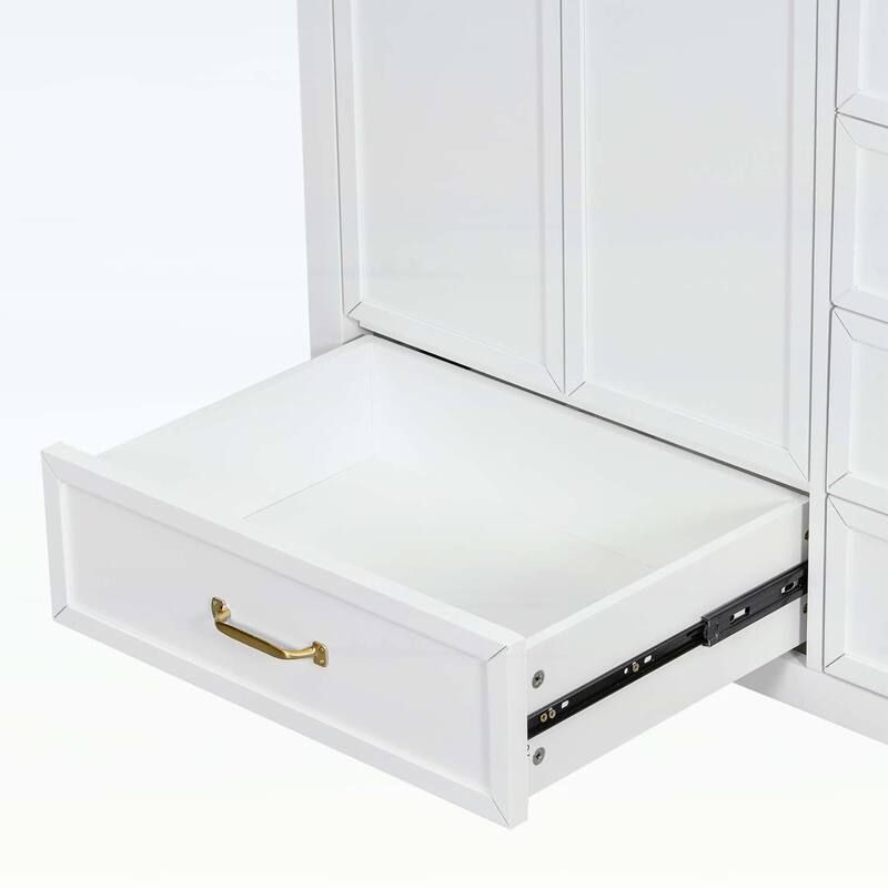 36-Inch Bathroom Vanity with Soft-Closing Drawers,Ceramic Sink,and Wood Frame