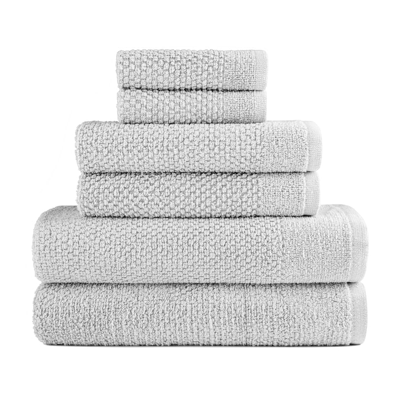Dan River 6 Piece Popcorn Cotton Bath Towel Set - N/A - Stone Grey