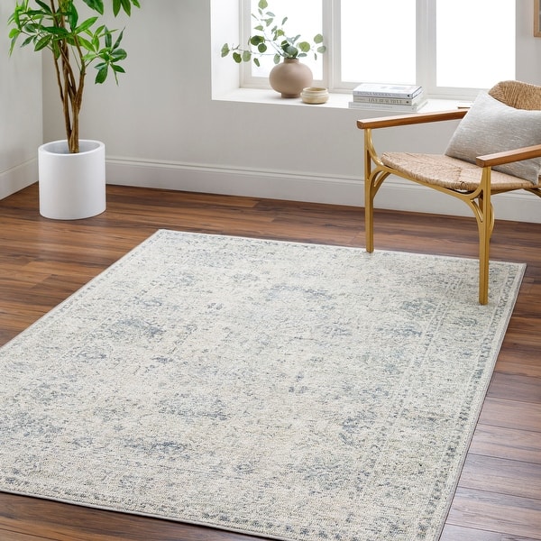 slide 2 of 7, Livabliss Calhoun Vintage Medallion Washable Area Rug 2' 7" x 4' - Light Grey - Rectangle