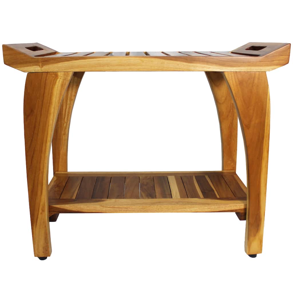 EcoDecors Tranquility 30" Extended Height Teak Shower Bench - 30" W x 24" T x 14" D
