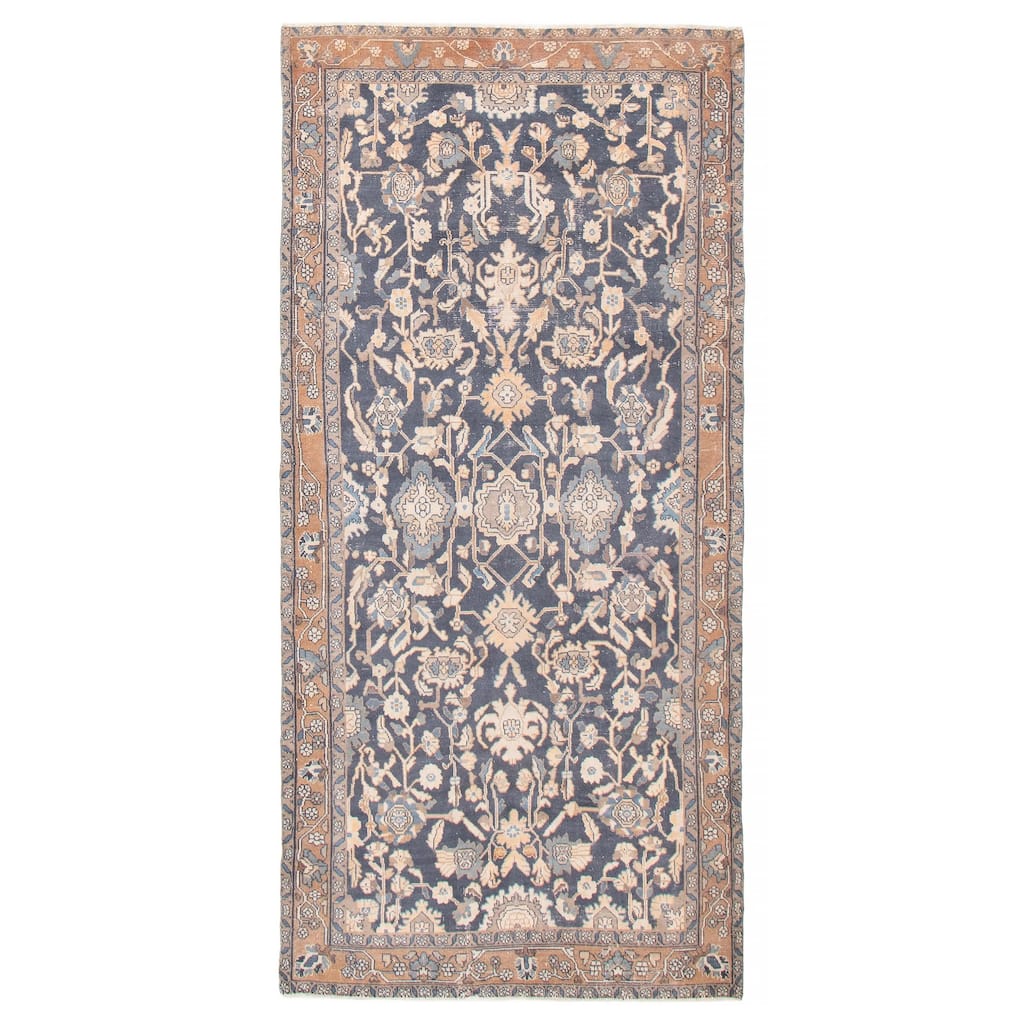 ECARPETGALLERY Hand-knotted Antalya Vintage Navy Wool Rug - 5'0 x 10'6
