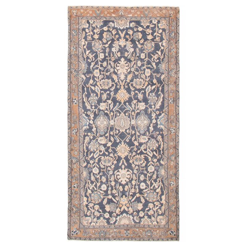 ECARPETGALLERY Hand-knotted Antalya Vintage Navy Wool Rug - 5'0 x 10'6 - Dark Navy - 5'0 x 10'6